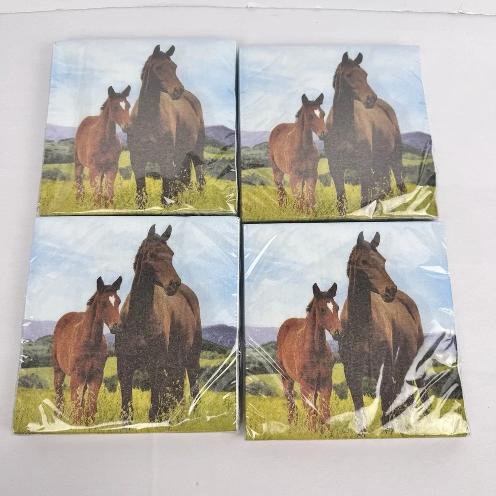Horse & Pony Country Birthday Party Paper Luncheon/ Dinner Napkins NOS 4 Packs